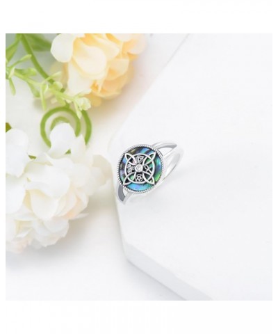 Witches Knot Ring Sterling Silver Celtic Witch Knot Ring Witches Knot Jewelry Gifts for Women A-Abalone Shell Coin $10.87 Others