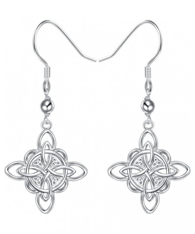 S925 Sterling Silver Celtic Knot Earrings for Women Irish Good Luck Drop Dangle Hook Earrings Dangle Fish Hook - Witch's Knot...