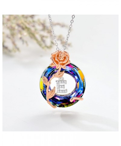 Rose Initial A to Z Letter Necklaces with Circle Volcano Crystal s925 Sterling Silver Women Necklace for Women Her Mom Girls ...