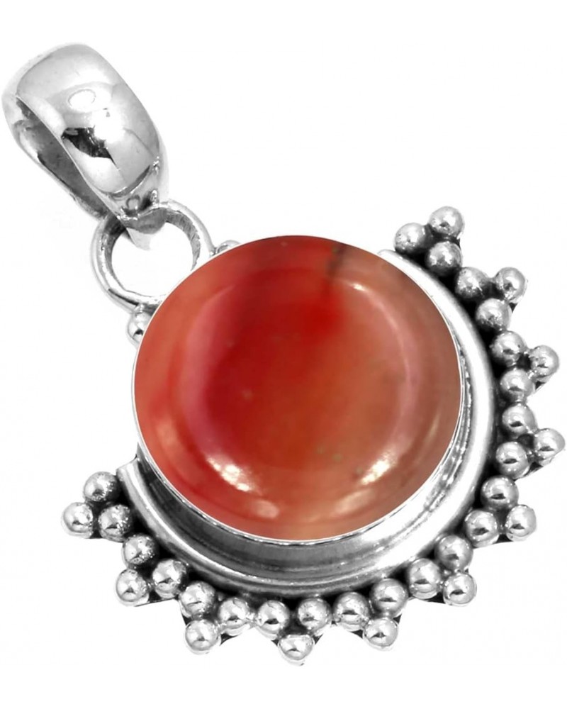 925 Sterling Silver Handmade Pendant for Women 12 MM Round Gemstone Statement Jewelry for Gift (99583_P) Mookaite $15.37 Pend...