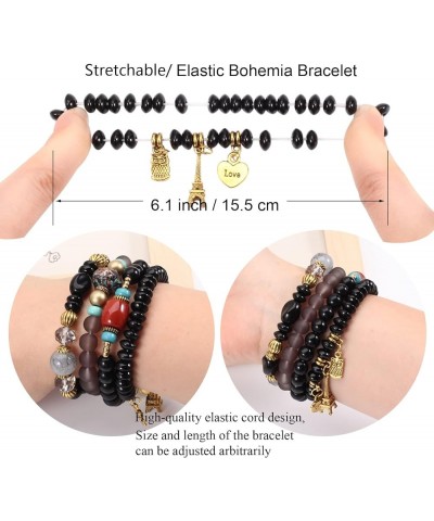 Bohemian Stretch Beads Bracelets for Women Boho Multilayered Stackable Bracelet Set Girls Multicolor Charm Handmade Jewelry G...