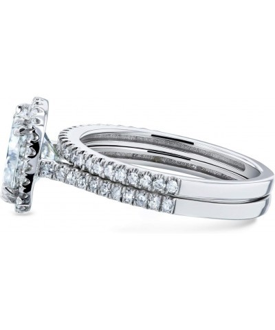 Cushion Brilliant Moissanite Halo Bridal Wedding Rings Set 2 3/8 CTW 14k White Gold $519.09 Sets