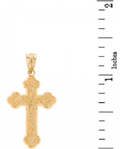 14k Yellow Gold Eastern Orthodox Floral Rose Cross Pendant Necklace 16.0 Inches $145.19 Necklaces