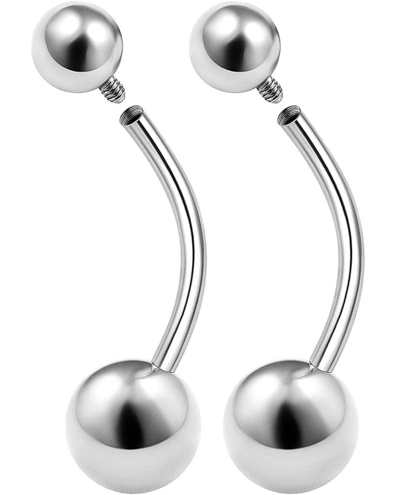 Surgical Stainless Steel Internally Threaded Belly Rings 14 Gauge Non Dangle Navel Bars Piercing Jewelry See More Sizes and C...