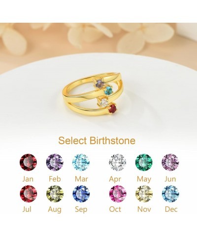 Personalized 1-4 Birthstones Family Rings Customized Gift for Promise/Wedding/Valentine's Day/Mother's Day Crystal Cubic Zirc...