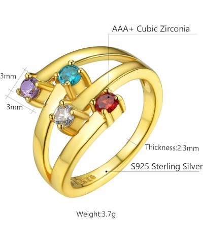 Personalized 1-4 Birthstones Family Rings Customized Gift for Promise/Wedding/Valentine's Day/Mother's Day Crystal Cubic Zirc...