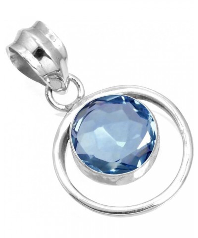 925 Sterling Silver Handmade Pendant for Women 10 MM Round Gemstone Fashion Jewelry for Gift (99579_P) Iolite Quartz $18.35 P...