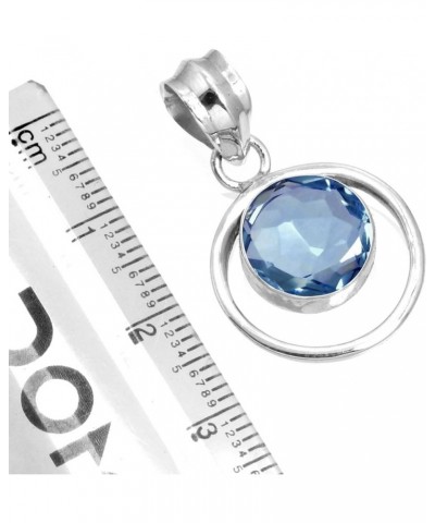 925 Sterling Silver Handmade Pendant for Women 10 MM Round Gemstone Fashion Jewelry for Gift (99579_P) Iolite Quartz $18.35 P...