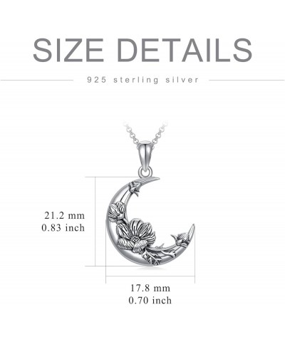 Sterling Silver Moon Crescent Shape Birth Flower Urn Necklace Gothic Birth Flower Cremation Jewelry for Women Holly Flower Ur...