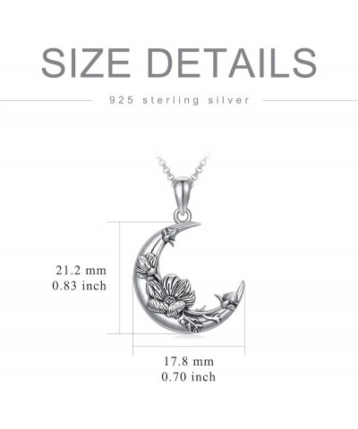 Sterling Silver Moon Crescent Shape Birth Flower Urn Necklace Gothic Birth Flower Cremation Jewelry for Women Holly Flower Ur...