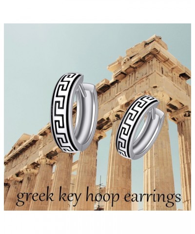 Greek Key Earrings 925 Sterling Silver Huggie Hoop Earrings Jewelry Gift for Men Women $17.04 Earrings