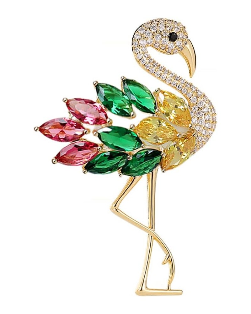 Rhinestone Flamingo Brooch Pin for Women Girls Fashion Crystal Delicate Animal Brooch Lapel Pins Elegant Dress Accessories Je...