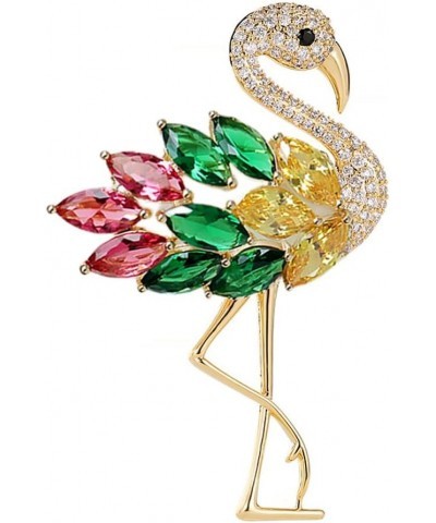 Rhinestone Flamingo Brooch Pin for Women Girls Fashion Crystal Delicate Animal Brooch Lapel Pins Elegant Dress Accessories Je...