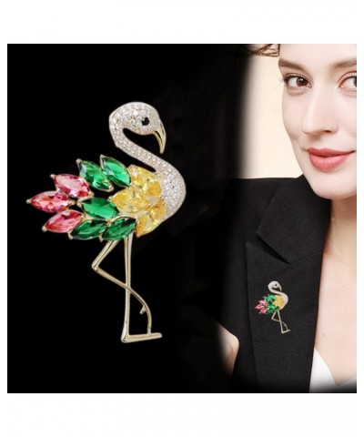 Rhinestone Flamingo Brooch Pin for Women Girls Fashion Crystal Delicate Animal Brooch Lapel Pins Elegant Dress Accessories Je...