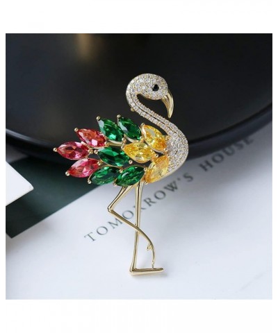 Rhinestone Flamingo Brooch Pin for Women Girls Fashion Crystal Delicate Animal Brooch Lapel Pins Elegant Dress Accessories Je...