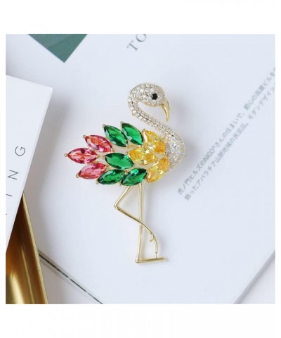 Rhinestone Flamingo Brooch Pin for Women Girls Fashion Crystal Delicate Animal Brooch Lapel Pins Elegant Dress Accessories Je...