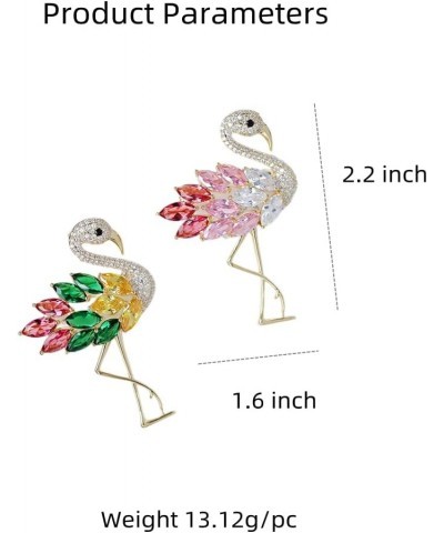 Rhinestone Flamingo Brooch Pin for Women Girls Fashion Crystal Delicate Animal Brooch Lapel Pins Elegant Dress Accessories Je...