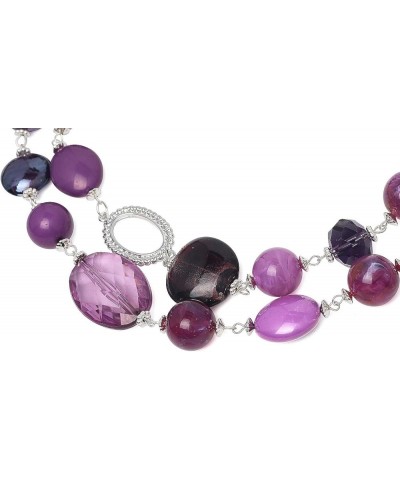 Women's Beaded 2 Layer Strand Statement Necklace with Earrings Collar Jewelry Set (N0003) Purple $11.20 Necklaces