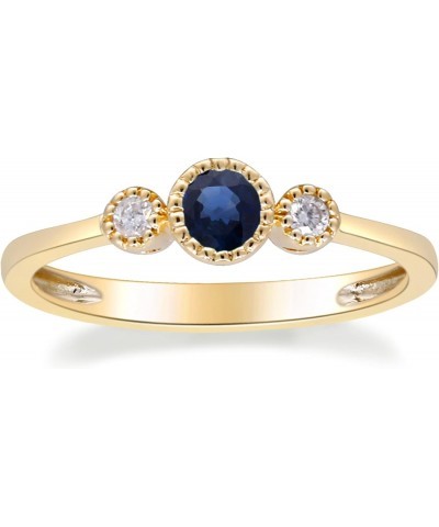 10K Yellow Gold Genuine Blue Sapphire and Natural Diamond (I1) Ring for Women. $149.51 Rings