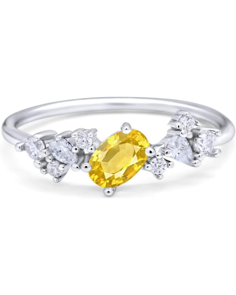 4mm Art Deco Wedding Band Ring Oval Marquise Round Simulated Cubic Zirconia 925 Sterling Silver Simulated Yellow CZ $9.43 Bra...