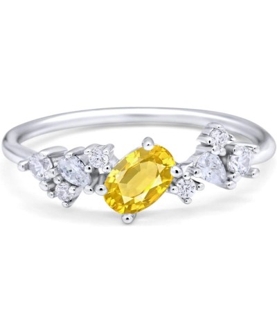 4mm Art Deco Wedding Band Ring Oval Marquise Round Simulated Cubic Zirconia 925 Sterling Silver Simulated Yellow CZ $9.43 Bra...