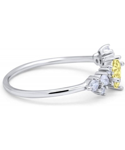 4mm Art Deco Wedding Band Ring Oval Marquise Round Simulated Cubic Zirconia 925 Sterling Silver Simulated Yellow CZ $9.43 Bra...