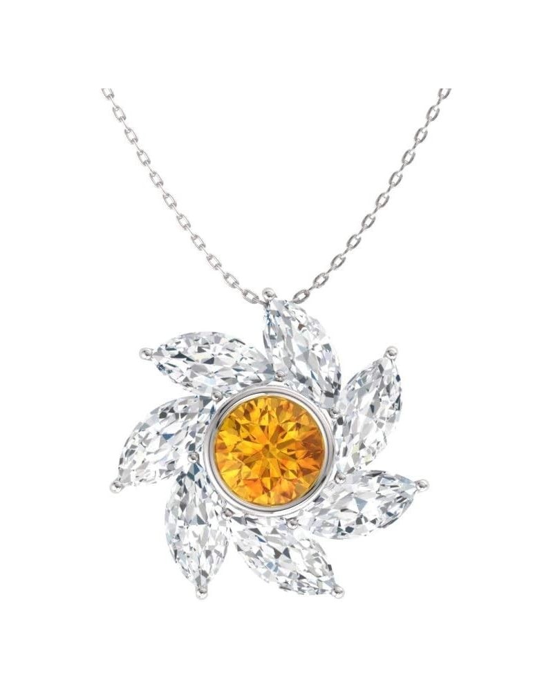 Natural and Certified Diamond and Gemstone Swirl Necklace in 14k White Gold | 1.32 Carat Pendant with Chain citrine $165.29 N...