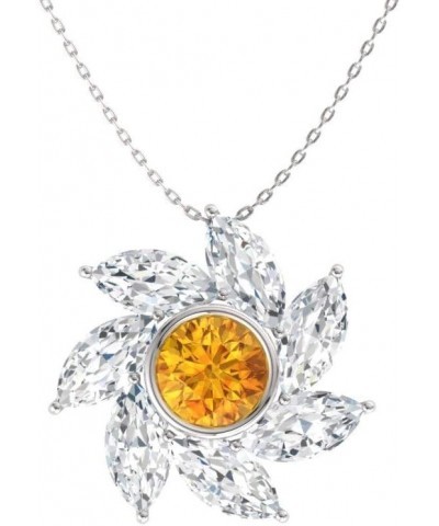 Natural and Certified Diamond and Gemstone Swirl Necklace in 14k White Gold | 1.32 Carat Pendant with Chain citrine $165.29 N...