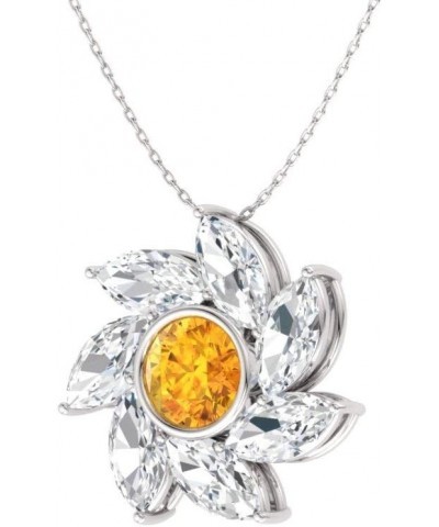 Natural and Certified Diamond and Gemstone Swirl Necklace in 14k White Gold | 1.32 Carat Pendant with Chain citrine $165.29 N...