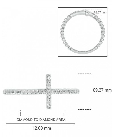 1/10cttw Diamond Cross Ring for Women, Cross Ring with Beaded Style Detail in 18k Yellow Gold-Plate, 18k Rose Gold-Plate or 9...