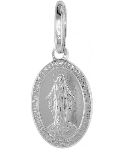 15mm Very Tiny Sterling Silver Miraculous Medal Necklace Oval Virgin Mary Italy 1/2 inch Free 24 inch Stainless Steel chain $...