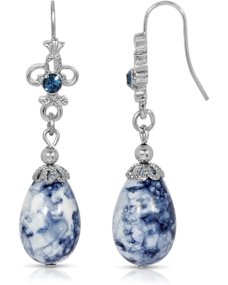 1928 Jewelry Blue Denim Crystal Accent Drop Earrings $16.00 Earrings