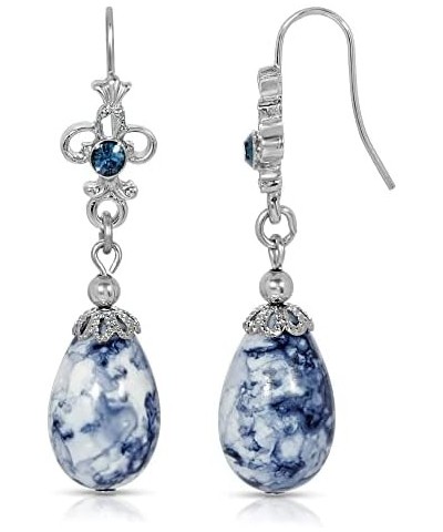 1928 Jewelry Blue Denim Crystal Accent Drop Earrings $16.00 Earrings