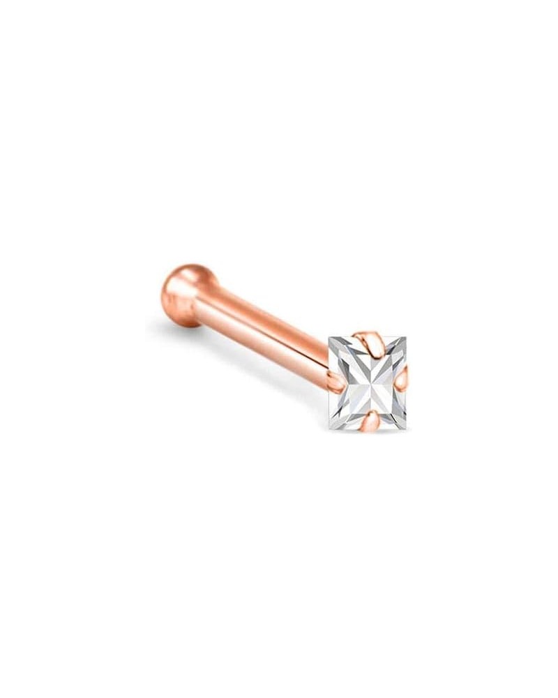 14k Rose Gold 1.5mm, 2mm, 2.5mm or 3mm Square CZ 22G 20G 18G Rose Gold Bone-2.0mm CZ-20G $15.96 Body Jewelry