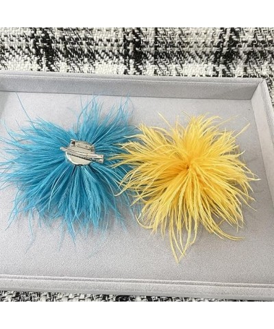 Ostrich Feather Hairpin Feather Brooches Hoop Feather Head Flower for Women Retro Hair Jewelry Accessories for Women Bride Pa...