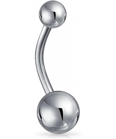 316L Surgical Implant Grade Steel Basic Navel Belly Ring 14G - 10mm Length - 5x8mm Balls $8.99 Body Jewelry