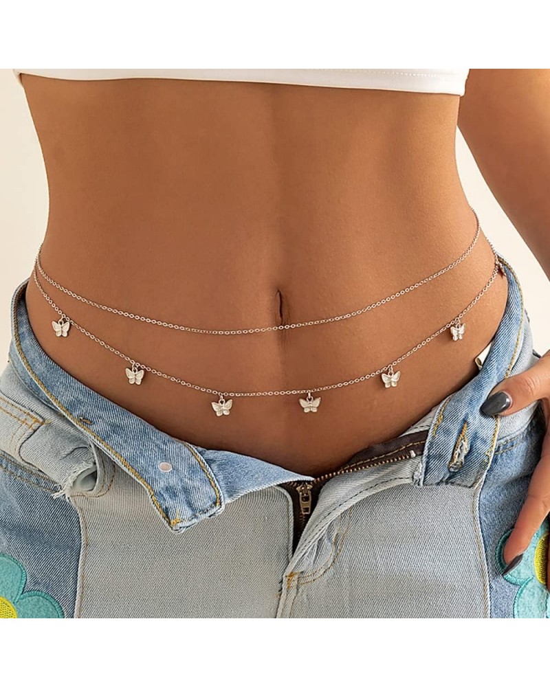 Boho Layered Sexy Waist Chain Minimalist Beach Bikini Butterfly Body Chain Gold Belly Chain Adjustable Tassel Charms Trendy J...