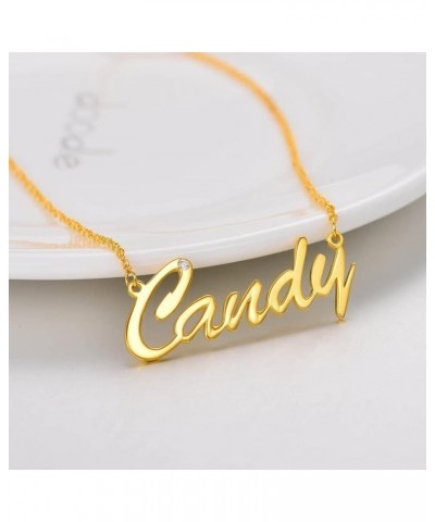 10K/14K/18K Solid Gold Personalized Name Necklace for Women Custom Name Nameplate Jewelry for Birthday Gifts Birthstone Name ...