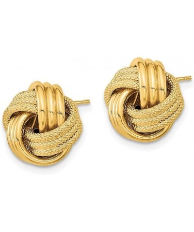 14k Gold Polished Textured Love Knot Stud Earrings for Women Yellow Gold $117.23 Earrings