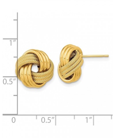 14k Gold Polished Textured Love Knot Stud Earrings for Women Yellow Gold $117.23 Earrings