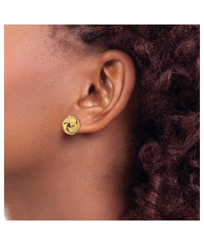 14k Gold Polished Textured Love Knot Stud Earrings for Women Yellow Gold $117.23 Earrings