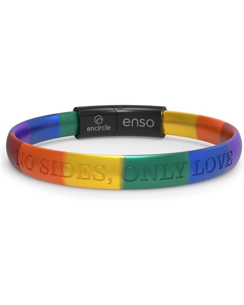 Elements MOD Silicone Bracelet - 4.25mm, 0.25mm Thick - Polished Clasp & Sleeve Encircle Pride - "No Sides, Only Love" X-Larg...