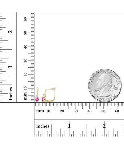 Solid 14K Gold 11x4mm Heart Shaped Natural Birthstone Huggie Earrings For Women | 4mm Heart Birthstone | 1mm Created White Sa...