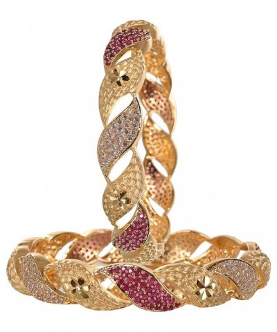 CZ Zirconia Gold Polish Red Diamond Bollywood Indian Bangles Kada Jewelry Women Red 2.11 Inches $11.60 Bracelets