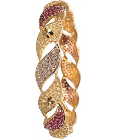 CZ Zirconia Gold Polish Red Diamond Bollywood Indian Bangles Kada Jewelry Women Red 2.11 Inches $11.60 Bracelets