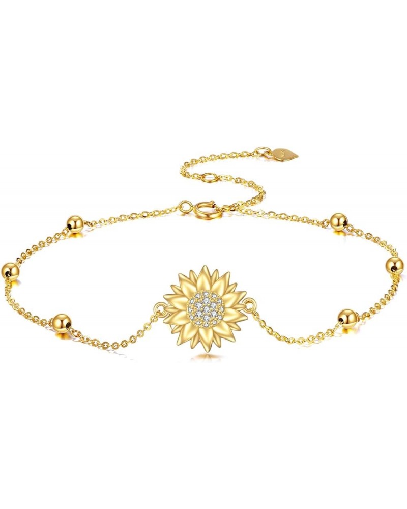 14k Yellow Gold Sunflower Jewelry for Women, Fine Gold You are My Sunshine Jewelry Gifts for Her Sunflower Bracelet - Bead $8...