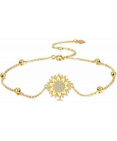 14k Yellow Gold Sunflower Jewelry for Women, Fine Gold You are My Sunshine Jewelry Gifts for Her Sunflower Bracelet - Bead $8...