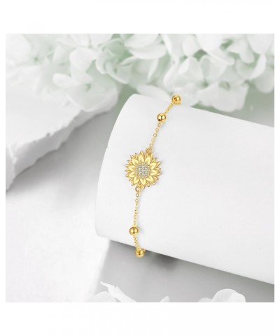 14k Yellow Gold Sunflower Jewelry for Women, Fine Gold You are My Sunshine Jewelry Gifts for Her Sunflower Bracelet - Bead $8...