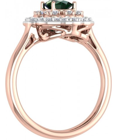 1.05 Carat Oval Shape Emerald and Round Diamond Engagement Ring in 10K Gold Rose Gold $138.75 Rings