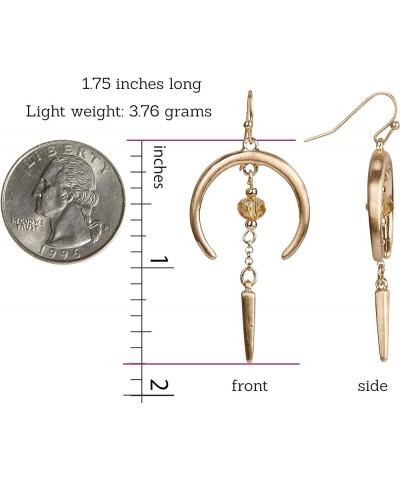 Earring Crescent Horn and Faceted for Women Gold $12.97 Earrings